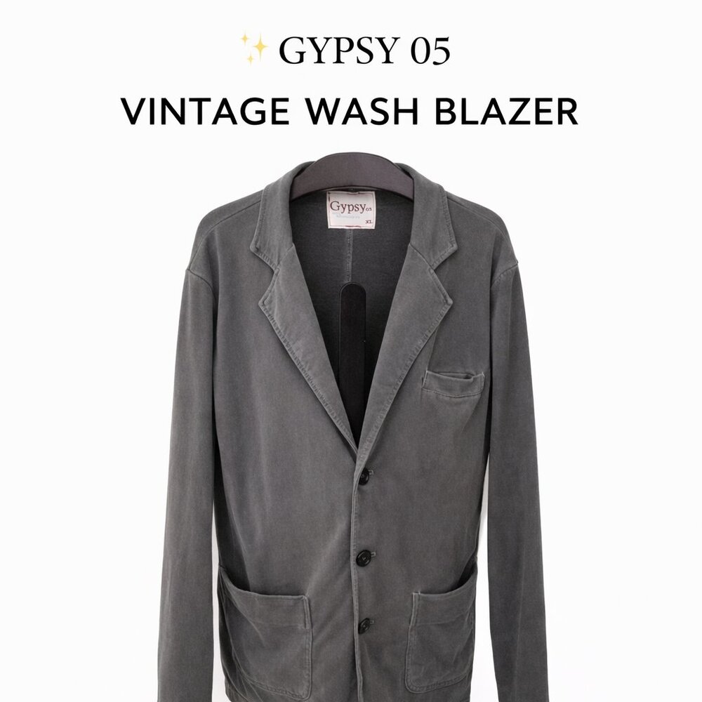 Gypsy 05 Vintage Wash Gray Blazer Jacket  XL Hollywood CA Casual Button Front